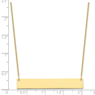 10K Yellow Gold Large Blank Bar Necklace, 18 x 46mm