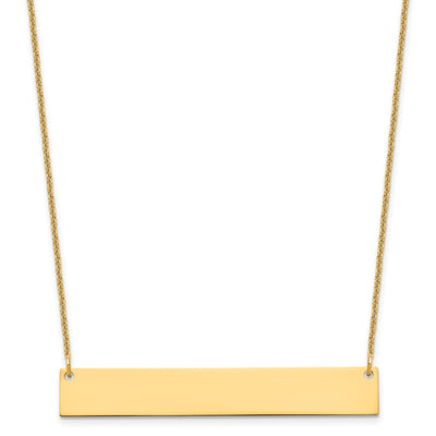 10K Yellow Gold Large Blank Bar Necklace, 18 x 46mm