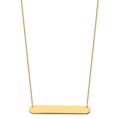 10K Yellow Gold Large Blank Bar Necklace, 18 x 52mm