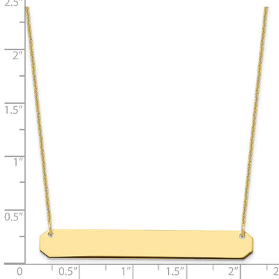 10K Yellow Gold Large Blank Bar Necklace, 18 x 52mm