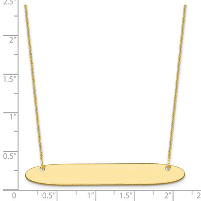 10K Yellow Gold Large Oblong Blank Bar Necklace