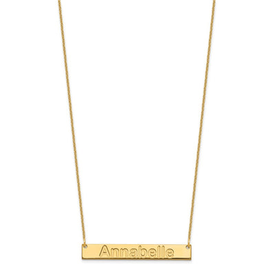 10K Yellow Gold Medium Arial Rounded Bar Necklace, 18 x 38mm