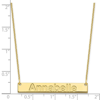 10K Yellow Gold Medium Arial Rounded Bar Necklace, 18 x 38mm