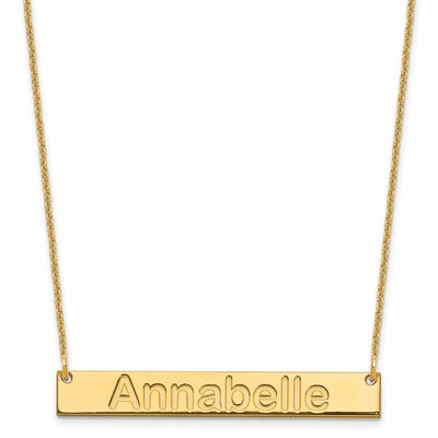 10K Yellow Gold Medium Arial Rounded Bar Necklace, 18 x 38mm