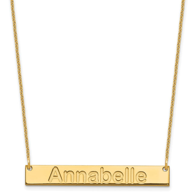 10k Yellow Gold Medium ARIAL ROUNDED Bar Necklace