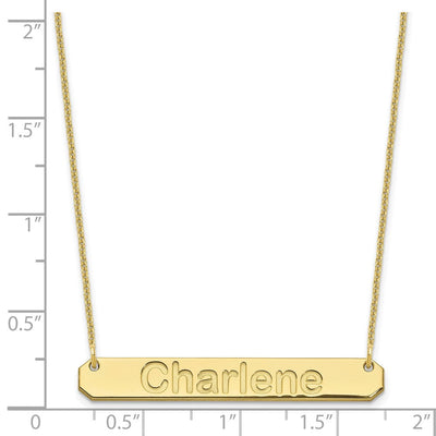 10K Yellow Gold Medium Arial Rounded Bar Necklace, 18 x 40mm