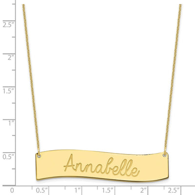10K Yellow Gold Medium Always IN MY Heart Curved Bar Necklace, 18 x 50mm