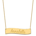 10K Yellow Gold Medium Always IN MY Heart Curved Bar Necklace, 18 x 50mm
