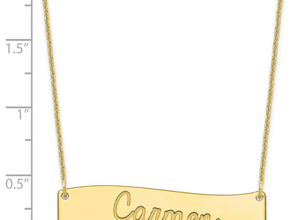 10k Yellow Gold Medium Always IN MY Heart Curved Bar Necklace, 18 x 38mm