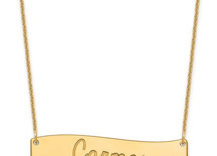 10k Yellow Gold Medium Always IN MY Heart Curved Bar Necklace, 18 x 38mm