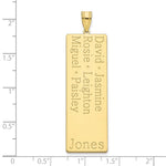 10K Yellow Gold 6 Name Family Pendant view