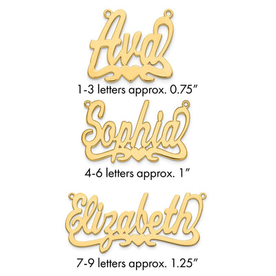 Sterling Silver/Gold-plated Heart Name Plate