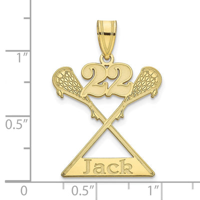 10K Yellow Gold Personalized Lacrosse Pendant