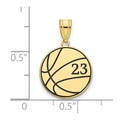 10K Yellow Gold Personalized Basketball Epoxy Pendant