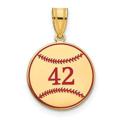 10K Yellow Gold Personalized Baseball Epoxy Pendant