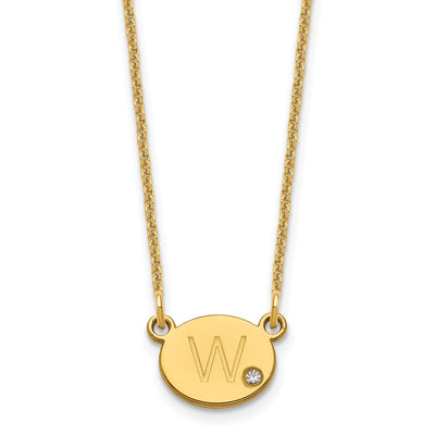 10K Yellow Gold Oval Initial with Diamond Necklace