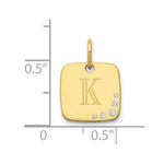 10K Yellow Gold Cushion Initial with Diamonds Charm view
