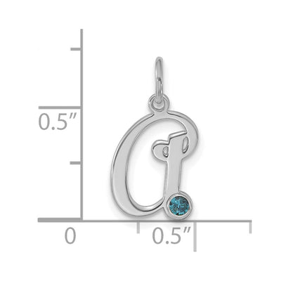 10K White Gold Initial with Birthstone Charm