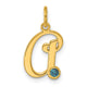 10K Yellow Gold Initial with Birthstone Charm