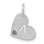 10K White Gold Cut-out Initial Heart with Birthstone Charm view