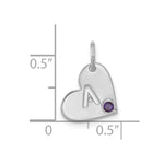 10K White Gold Cut-out Initial Heart with Birthstone Charm view