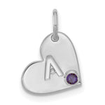 10K White Gold Cut-out Initial Heart with Birthstone Charm view