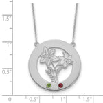 10k White Gold Circle w/2 Birth Flower and Birthstone Necklace view 3