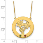 10k Yellow Gold Circle w/2 Birth Flower and Birthstone Necklace view 3