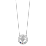 10k White Gold Circle w/3 Birth Flower and Birthstone Necklace view 2