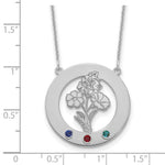 10k White Gold Circle w/3 Birth Flower and Birthstone Necklace view 3