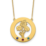 10K Yellow Gold Circle w/3 Birth Flower and Birthstone Necklace view