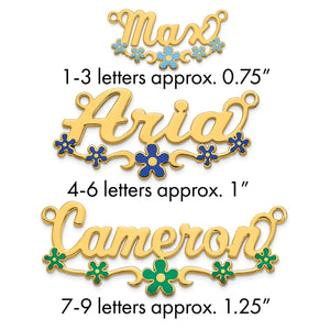 10K Yellow Gold Epoxy Flower Name Plate