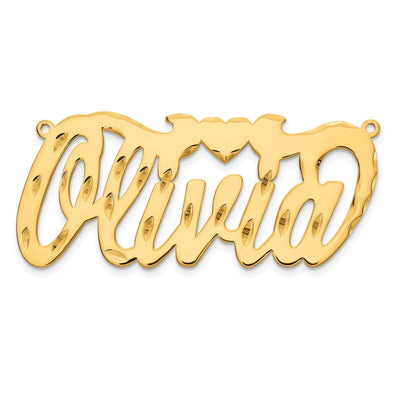 10K Yellow Gold Diamond-cut Heart Name Plate