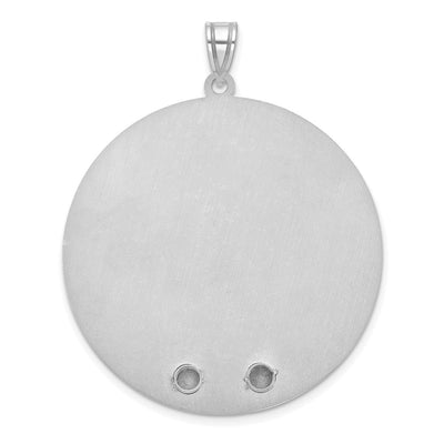 10K White Gold Circle w/2 Birth Flower and Birthstone Pendant