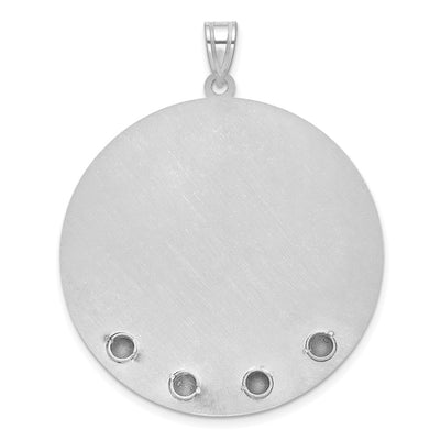 10K White Gold Circle w/4 Birth Flower and Birthstone Pendant