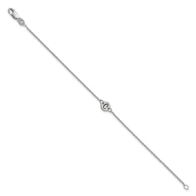 10K White Gold Brushed 1 Station Disc with Epoxy Initial Bracelet