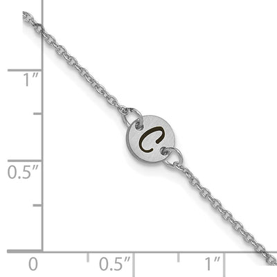 10K White Gold Brushed 1 Station Disc with Epoxy Initial Bracelet