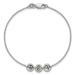 10K White Gold Brushed 3 Station Disc with Epoxy Initial Bracelet view