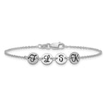 10K White Gold Brushed 4 Station Disc with Epoxy Initial Bracelet view