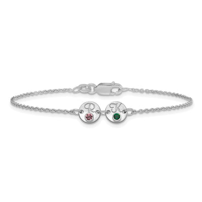 10K White Gold 2 Disc with Initial and Birthstone Bracelet