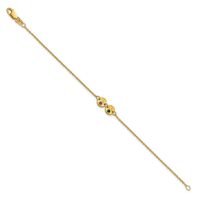 10K Yellow Gold 2 Disc with Initial and Birthstone Bracelet