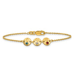 10K Yellow Gold 3 Disc with Initial and Birthstone Bracelet view