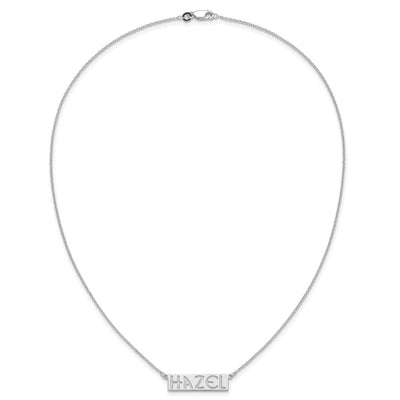 10K White Gold 4-6 Letter cut-out Name Bar Necklace