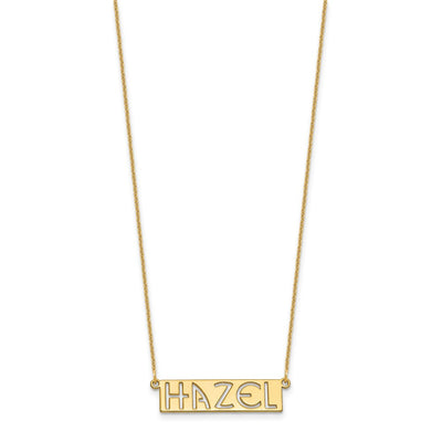 10K Yellow Gold 4-6 Letter cut-out Name Bar Necklace