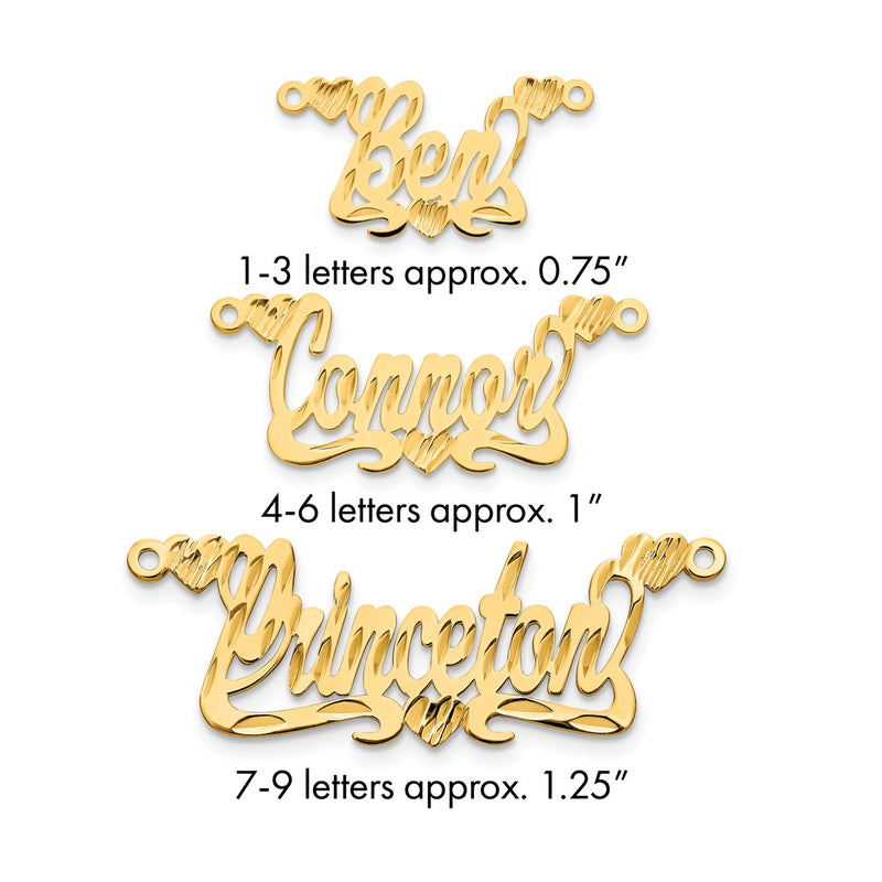 Sterling Silver/Gold-plated Diamond-cut Hearts Name Plate
