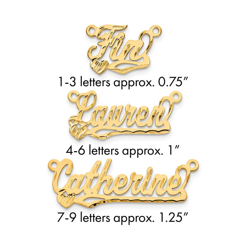 10k Yellow Gold Diamond-cut Heart Name Plate
