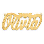 10k White gold Satin Diamond0cut Heart Name Plate view 3
