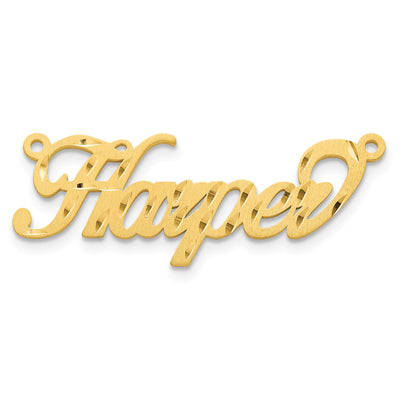 10K Yellow Gold Satin Diamond-cut Name Plate