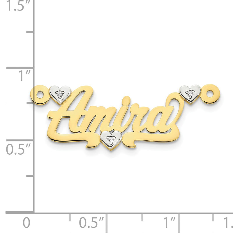 10K gold diamond name pendants & charm, alternate view