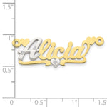 10k Two-tone 3D with Hearts Diamond Name Plate view 2